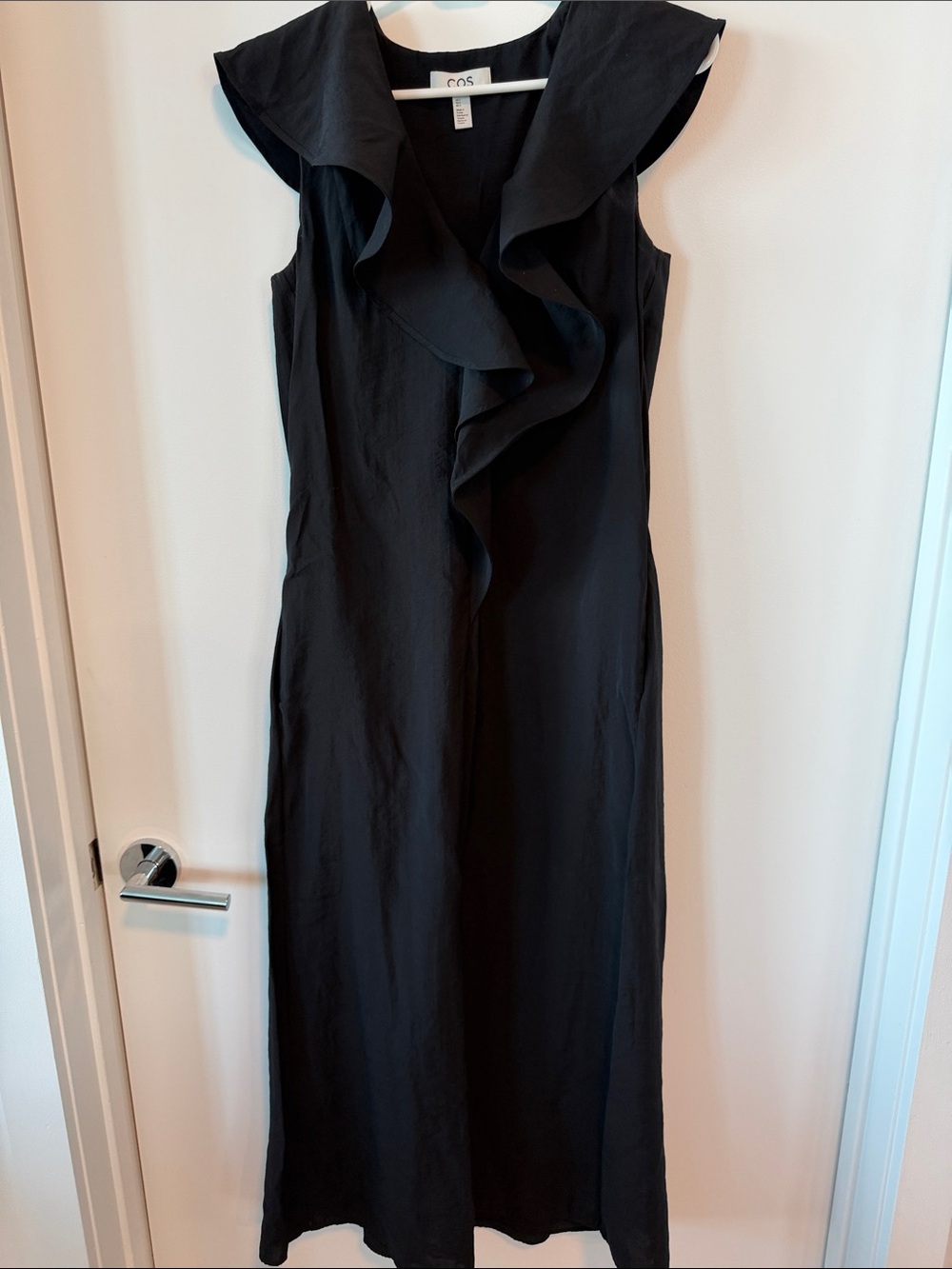 COS Black Maxi Dress with Ruffle Front